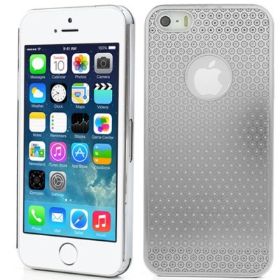 Stilingas sidabrinis, metalinis Apple iPhone SE (5, 5s) dėklas (dėkliukas) raižytas gėlytėmis / Priedai.lt