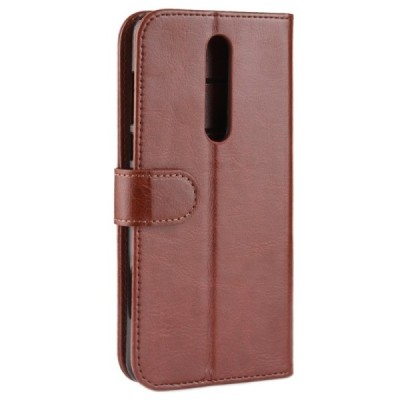 Nokia 3.1 Plus (2018) atvēramais ādas brūns maciņš, grāmata (maks) / Vacins.lv