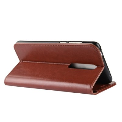 Nokia 3.1 Plus (2018) atvēramais ādas brūns maciņš, grāmata (maks) / Vacins.lv