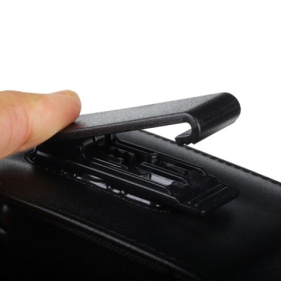 Universalus „Belt Clip“ juodas odinis dėklas prie diržo (S dydis) | Priedai.lt