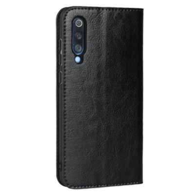 Xiaomi Mi 9 (Mi 9 Explorer) Split solidus atverčiamas juodas odinis dėklas - knygutė | Priedai.lt