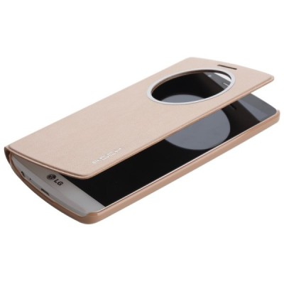 Rock Quick Circle LG G3 šampaninis atverčiamas dėklas - knygutė / Priedai.lt