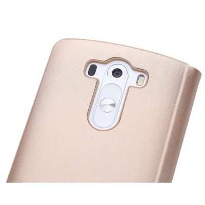 Rock Quick Circle LG G3 šampaninis atverčiamas dėklas - knygutė / Priedai.lt