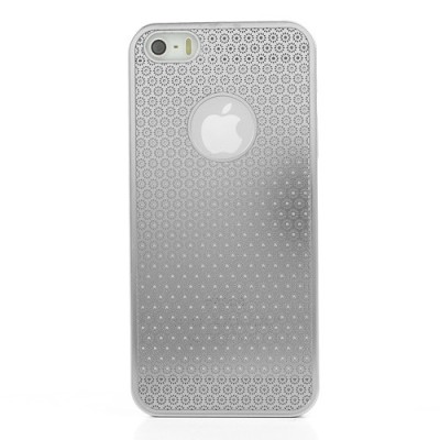 Stilingas sidabrinis, metalinis Apple iPhone SE (5, 5s) dėklas (dėkliukas) raižytas gėlytėmis / Priedai.lt