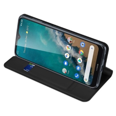 Nokia G50 „Dux Ducis“ Skin sērijas melns ādas atvērams maciņš | Vacins.lv