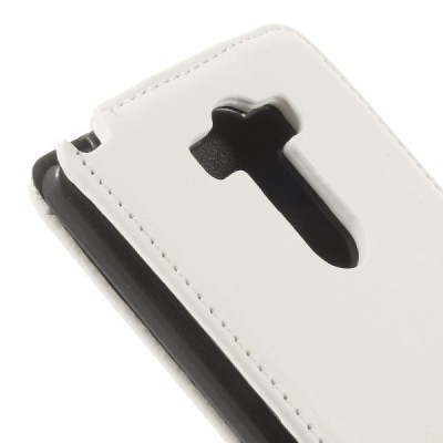 LG G3 klasikinis vertikaliai atverčiamas baltas odinis dėklas / Priedai.lt