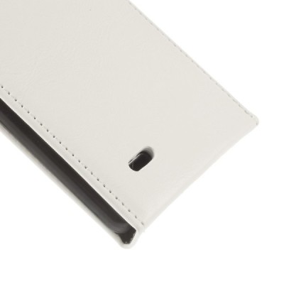 LG G3 klasikinis vertikaliai atverčiamas baltas odinis dėklas / Priedai.lt