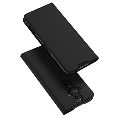 Sony Xperia Pro-I „Dux Ducis“ Skin sērijas melns ādas atvērams maciņš | Vacins.lv