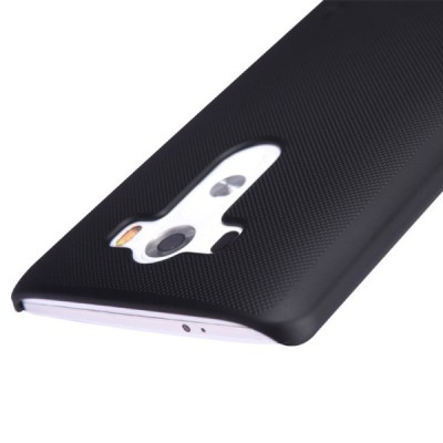 LG G3 Nillkin Frosted Shield melns plastmasas futrālis + ekrāna aizsargplēve / Vacins.lv