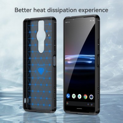 Sony Xperia Pro-I „Carbon“ cieta silikona (TPU) melns vāciņš | Vacins.lv