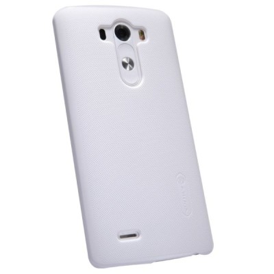 LG G3 Nillkin Frosted Shield balts plastmasas futrālis + ekrāna aizsargplēve / Vacins.lv