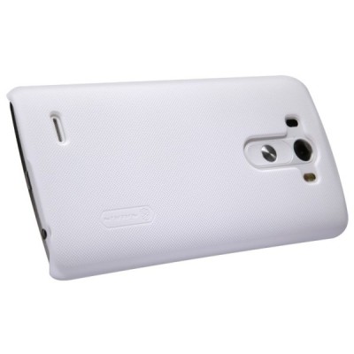 LG G3 Nillkin Frosted Shield balts plastmasas futrālis + ekrāna aizsargplēve / Vacins.lv