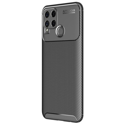 Realme C15 „Fiber“ cieta silikona (TPU) melns apvalks | vacins.lv