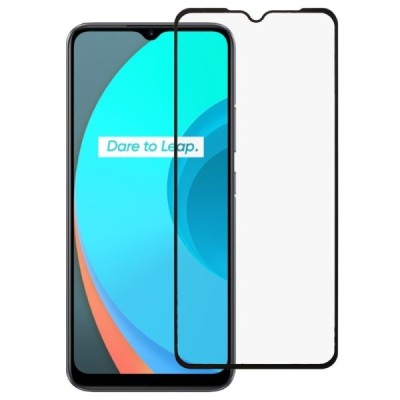 Realme C11 Calans Tempered Glass melns ekrāna aizsargstikls | Vacins.lv