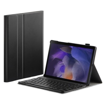 Samsung Galaxy Tab A8 10.5 2021 (X200, X205) atverčiamas juodas odinis dėklas su bluetooth belaide klaviatūra | Priedai.lt