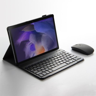 Samsung Galaxy Tab A8 10.5 2021 (X200, X205) atverčiamas juodas odinis dėklas su bluetooth belaide klaviatūra | Priedai.lt