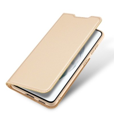 Samsung Galaxy S21 FE (Fan Edition) 5G „Dux Ducis“ Skin sērijas zelta ādas atvērams maciņš | Vacins.lv