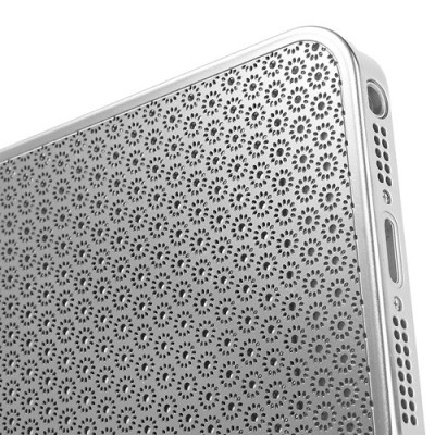 Stilingas sidabrinis, metalinis Apple iPhone SE (5, 5s) dėklas (dėkliukas) raižytas gėlytėmis / Priedai.lt