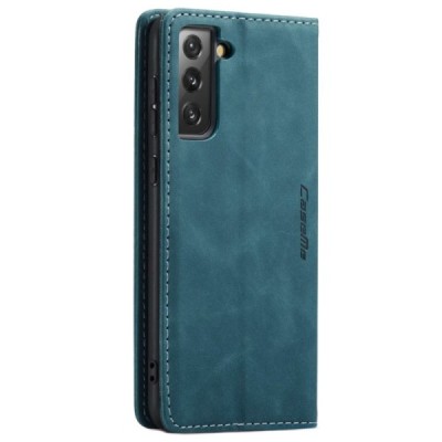 Samsung Galaxy S21 FE (Fan Edition) 5G CaseMe Retro solīds atvēramais ādas zaļš maciņš - maks | Vacins.lv