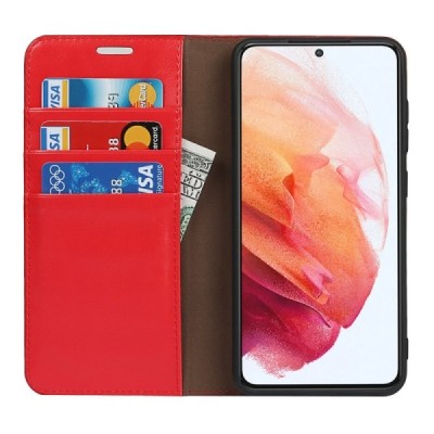 Samsung Galaxy S21 FE (Fan Edition) 5G Solīds sērijas sarkans atvērams maciņš, maks | Vacins.lv