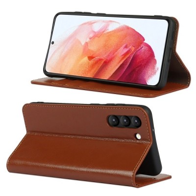 Samsung Galaxy S21 FE (Fan Edition) 5G Solīds sērijas gaiši brūns atvērams maciņš, maks | Vacins.lv