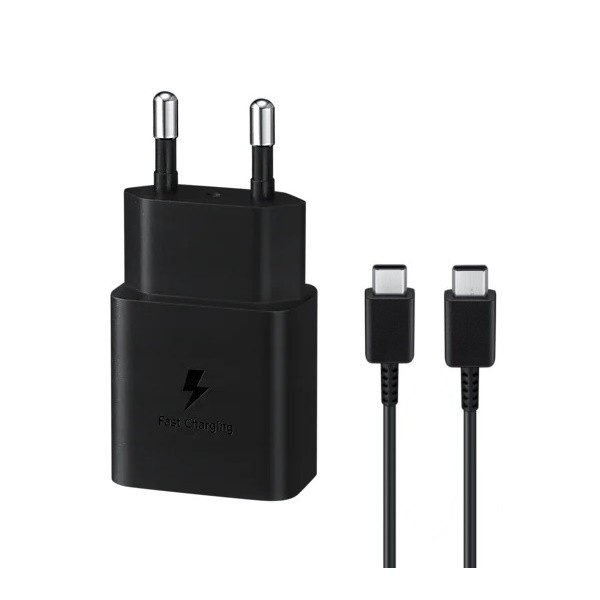 „Samsung“ PD Fast Charging sieninis įkroviklis (15W) - juodas + Type-C laidas