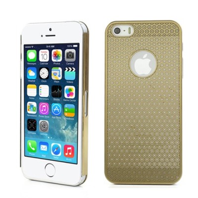 Stilingas auksinis, metalinis Apple iPhone SE (5, 5s) dėklas (dėkliukas) raižytas gėlytėmis / Priedai.lt