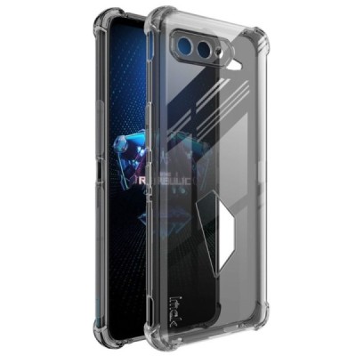 Asus Rog Phone 5 (5s) Imak pastiprinātas aizsardzības cieta silikona pelēks (TPU) dzidrs vāciņš + ekrāna aizsargplēve | Vacins.l