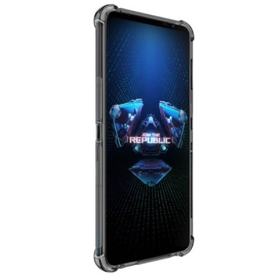 Asus Rog Phone 5 (5s) Imak pastiprinātas aizsardzības cieta silikona pelēks (TPU) dzidrs vāciņš + ekrāna aizsargplēve | Vacins.l
