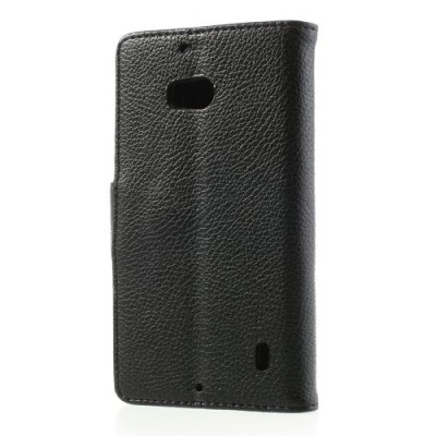 Nokia Lumia 930 atverčiamas juodas odinis dėklas - piniginė / Priedai.lt