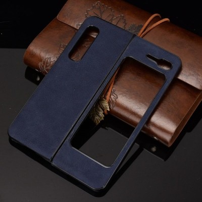 Samsung Galaxy Fold 5G (F907B) Slim Leather zils ādas plastika apvalks | Vacins.lv