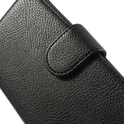 Nokia Lumia 930 atverčiamas juodas odinis dėklas - piniginė / Priedai.lt