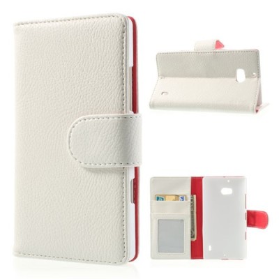 Nokia Lumia 930 atverčiamas baltas odinis dėklas - piniginė / Priedai.lt