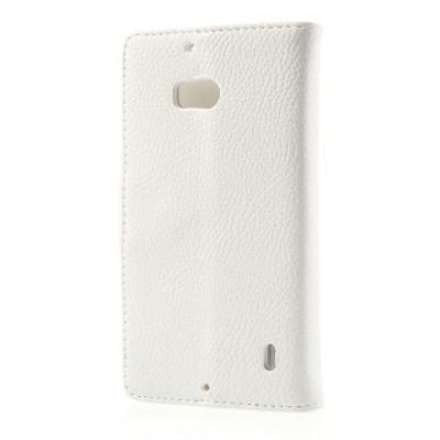 Nokia Lumia 930 atverčiamas baltas odinis dėklas - piniginė / Priedai.lt
