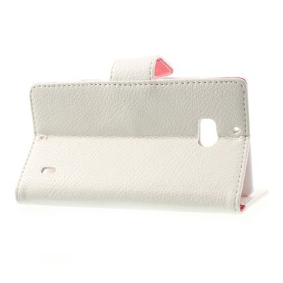 Nokia Lumia 930 atverčiamas baltas odinis dėklas - piniginė / Priedai.lt