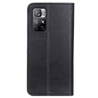 Xiaomi Poco M4 Pro (Redmi Note 11 5G) Solidus juodas odinis atverčiamas dėklas - knygutė | Priedai.lt