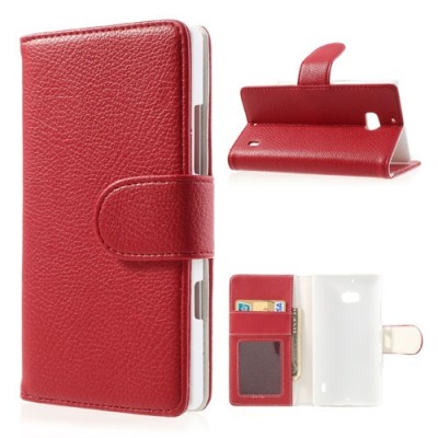 Nokia Lumia 930 atverčiamas raudonas odinis dėklas - piniginė / Priedai.lt