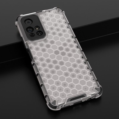 Honeycomb sustiprintos apsaugos Xiaomi Poco M4 Pro (Redmi Note 11 5G) 5G skaidrus kieto silikono (TPU) ir plastiko dėklas | Prie