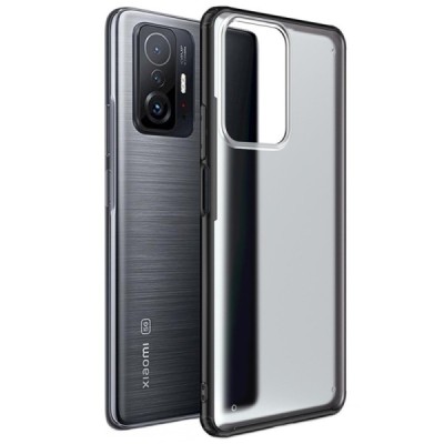 Xiaomi 11T (11T Pro) Armor matinis juodos spalvos apvadais kieto silikono (TPU) dėklas | Priedai.lt
