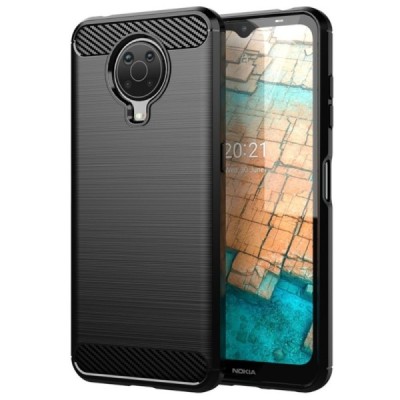 Nokia 6.3 (2021), G10, G20 „Carbon“ kieto silikono TPU juodas dėklas - nugarėlė | Priedai.lt