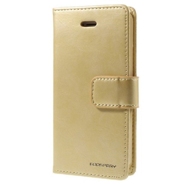 „Mercury“ Blue Moon Clip atverčiamas dėklas - auksinis (iPhone 5 / 5S / SE 2016)