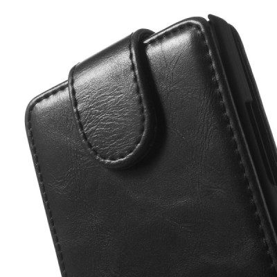 Nokia Lumia 930 klasikinis vertikaliai atverčiamas juodas odinis dėklas / Priedai.lt