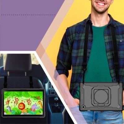 Samsung Galaxy Tab A8 10.5 2021 (X200, X205) pastiprinātas aizsardzības melns (360°) apvalks, vaciņš | Vacins.lv