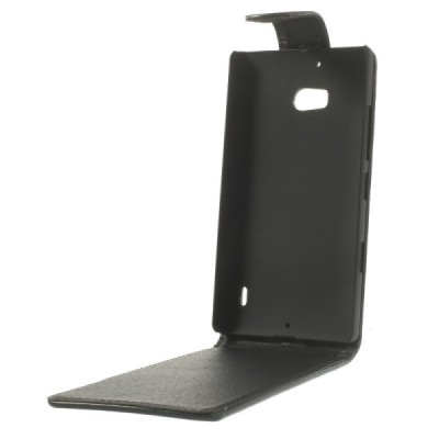 Nokia Lumia 930 klasikinis vertikaliai atverčiamas juodas odinis dėklas / Priedai.lt