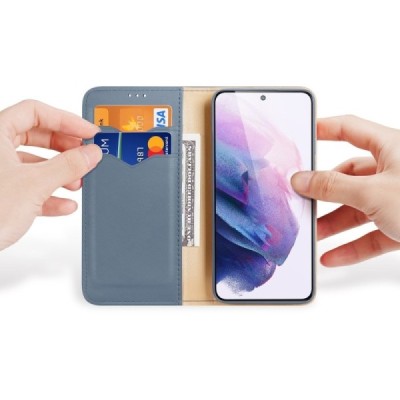 Samsung Galaxy S22 5G (SM-S901X) „Dux Ducis“ Hivo sērijas zils ādas atvērams maciņš | Vacins.lv