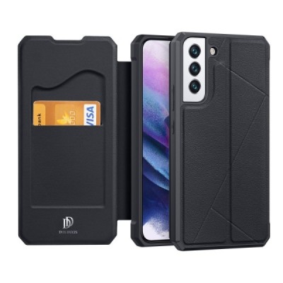 Samsung Galaxy S22 5G (SM-S901X) Dux Ducis Skin X sērijas melns ādas atvērams maciņš | Vacins.lv