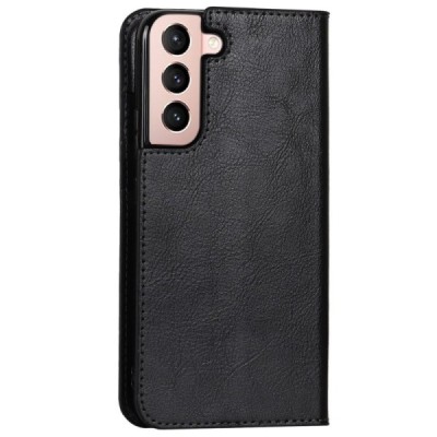 „Deluxe“ Samsung Galaxy S22 5G (SM-S901X) melns ādas atvērams maciņš | Vacins.lv