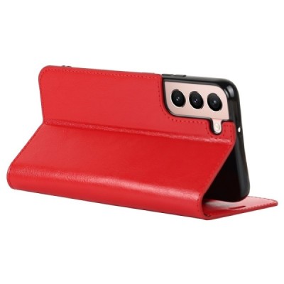 „Deluxe“ Samsung Galaxy S22 5G (SM-S901X) sarkans ādas atvērams maciņš | Vacins.lv