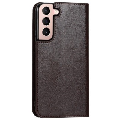 „Deluxe“ Samsung Galaxy S22 5G (SM-S901X) tumši brūns ādas atvērams maciņš | Vacins.lv