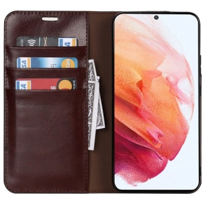 „Deluxe“ Samsung Galaxy S22 5G (SM-S901X) tumši brūns ādas atvērams maciņš | Vacins.lv